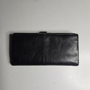 Vintage Pelle Studio Wallet Black Leather Clutch Bifold Card Holder 80s 90s